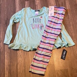 Rare too! Mint Pajama Set with Multicolor Stripes girls 6X